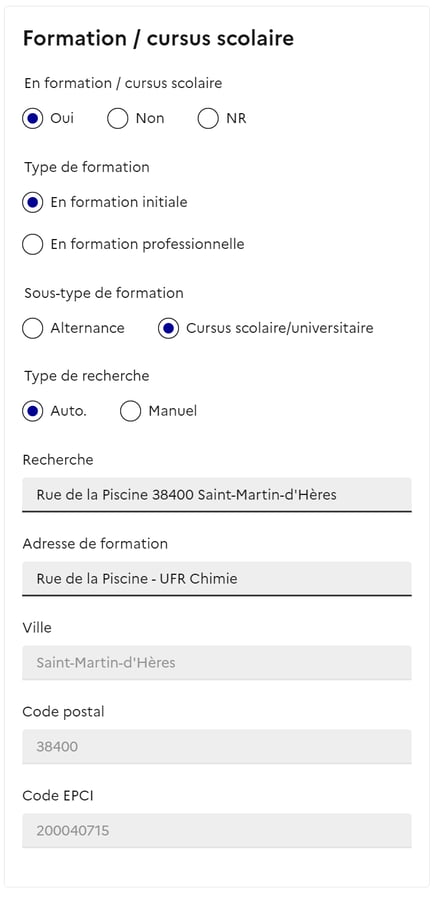 Capture Formation/cursus scolaire